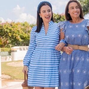 Sail to Sable Blue and White Striped Nautical Dress Size Small